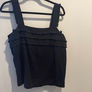 Black tank with fringe detail